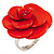 Orange Red Acrylic Rose Ring (Silver Tone) - view 2