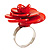 Orange Red Acrylic Rose Ring (Silver Tone) - view 3