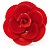 Orange Red Acrylic Rose Ring (Silver Tone) - view 4