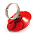 Orange Red Acrylic Rose Ring (Silver Tone) - view 6