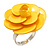 Bright Yellow Acrylic Rose Ring (Silver Tone)