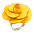 Bright Yellow Acrylic Rose Ring (Silver Tone) - view 3
