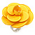 Bright Yellow Acrylic Rose Ring (Silver Tone) - view 2