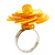 Bright Yellow Acrylic Rose Ring (Silver Tone) - view 4