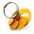 Bright Yellow Acrylic Rose Ring (Silver Tone) - view 7