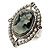 Vintage Filigree Simulated Pearl Cameo Ring (Silver Tone)