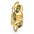 Olive/ Clear Crystal Elongate Cocktail Ring In Gold Tone Metal - - view 4