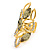 Olive/ Clear Crystal Elongate Cocktail Ring In Gold Tone Metal - - view 6