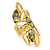 Olive/ Clear Crystal Elongate Cocktail Ring In Gold Tone Metal - - view 8