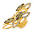 Olive/ Clear Crystal Elongate Cocktail Ring In Gold Tone Metal -