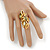 Olive/ Clear Crystal Elongate Cocktail Ring In Gold Tone Metal - - view 2