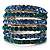 Silver Tone Wide Crystal Band Ring (Light Blue & Teal) - view 3