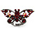 Gun Metal Ruby Red Coloured Crystal Butterfly Ring