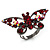 Gun Metal Ruby Red Coloured Crystal Butterfly Ring - view 8