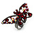 Gun Metal Ruby Red Coloured Crystal Butterfly Ring - view 4
