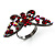 Gun Metal Ruby Red Coloured Crystal Butterfly Ring - view 9