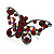 Gun Metal Ruby Red Coloured Crystal Butterfly Ring - view 5