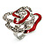 Open Crystal Red Enamel 'Rosebud' Ring (Rhodium Plated Finish) - view 9
