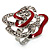 Open Crystal Red Enamel 'Rosebud' Ring (Rhodium Plated Finish) - view 8