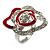 Open Crystal Red Enamel 'Rosebud' Ring (Rhodium Plated Finish) - view 5