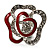Open Crystal Red Enamel 'Rosebud' Ring (Rhodium Plated Finish) - view 3