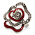 Open Crystal Red Enamel 'Rosebud' Ring (Rhodium Plated Finish) - view 2
