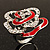Open Crystal Red Enamel 'Rosebud' Ring (Rhodium Plated Finish) - view 6