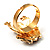 Amber Coloured Crystal Little Froggy Ring (Gold Tone) - view 7