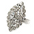 Rhodium Plated Clear Crystal Cocktail Ring - view 2