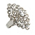 Rhodium Plated Clear Crystal Cocktail Ring - view 3