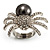 Swarovski Crystal Simulated Pearl Spider Ring (Silver Tone) - view 8