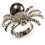 Swarovski Crystal Simulated Pearl Spider Ring (Silver Tone) - view 7