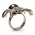 Swarovski Crystal Simulated Pearl Spider Ring (Silver Tone) - view 9