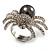 Swarovski Crystal Simulated Pearl Spider Ring (Silver Tone) - view 10