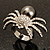 Swarovski Crystal Simulated Pearl Spider Ring (Silver Tone) - view 12