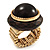 Dome Brown Wood Stretch Ring (Gold Tone) - view 9