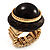 Dome Brown Wood Stretch Ring (Gold Tone) - view 3