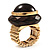 Dome Brown Wood Stretch Ring (Gold Tone) - view 10