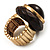 Dome Brown Wood Stretch Ring (Gold Tone) - view 11