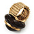 Dome Brown Wood Stretch Ring (Gold Tone) - view 7