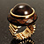 Dome Brown Wood Stretch Ring (Gold Tone) - view 2
