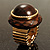 Dome Brown Wood Stretch Ring (Gold Tone) - view 4