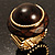 Dome Brown Wood Stretch Ring (Gold Tone) - view 12