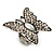 Large Diamante Butterfly Antique Burnt Silver Stretch Ring - view 10