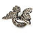Large Diamante Butterfly Antique Burnt Silver Stretch Ring - view 12