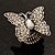 Large Diamante Butterfly Antique Burnt Silver Stretch Ring - view 14