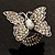 Large Diamante Butterfly Antique Burnt Silver Stretch Ring - view 15