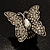 Large Diamante Butterfly Antique Burnt Silver Stretch Ring - view 16