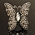 Large Diamante Butterfly Antique Burnt Silver Stretch Ring - view 3