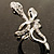 Diamante Rhodium Plated Swirl Snake Ring - view 14